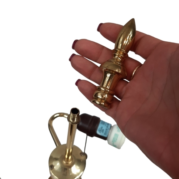 Brass Candle Stick Lamp Large Hollywood Regency Vintage 1950s - Picture 4 of 15